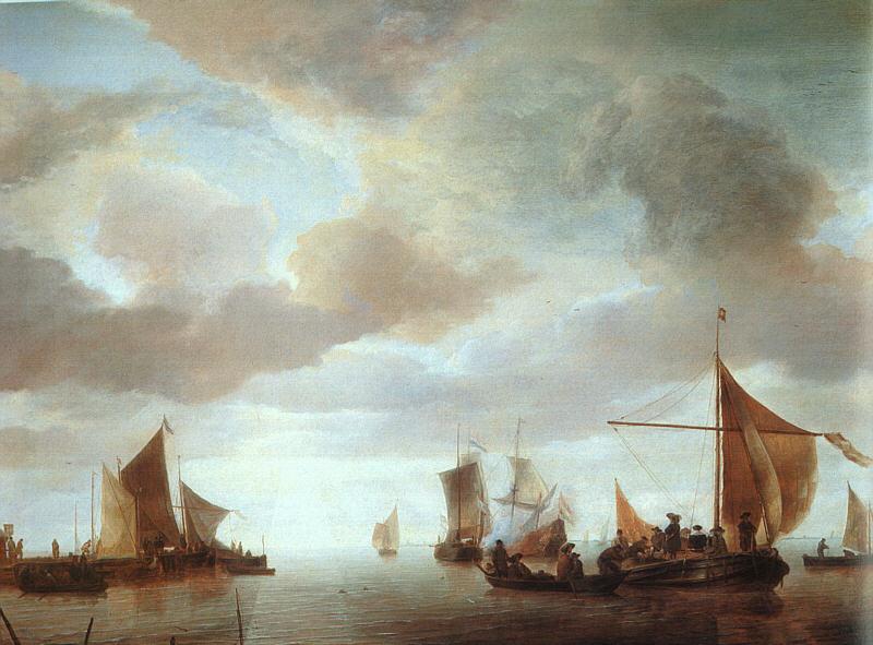 Jan van de Cappelle Ships on a Calm Sea near Land oil painting image